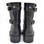 Dior D-major Short Boots Logo Size 37 Black Leather Zip Up — view 6