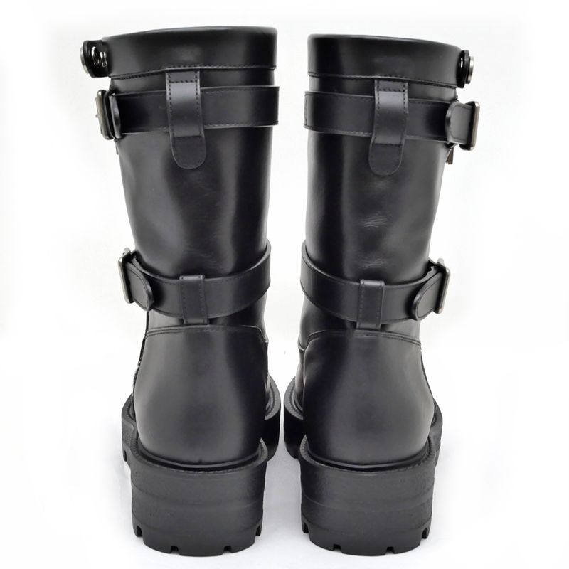 Dior D-major Short Boots Logo Size 37 Black Leather Zip Up — view 6