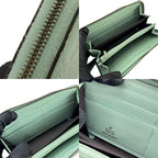Gucci Long Wallet Round Zipper Sima Leather Mint Green Color Linea Cat — view 7