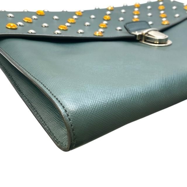 Prada Vr074 C Clutch Bag Second Pochette Studded Triangle Logo — view 3