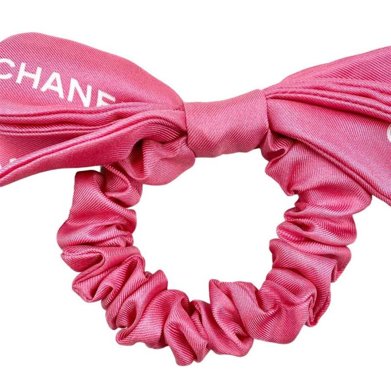 Chanel Aa9064 Logo Silk Ribbon Chou Pink Hair Accessory — view 3