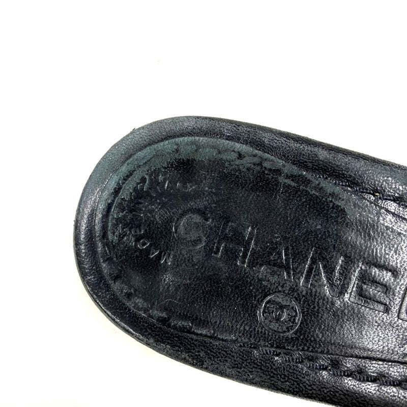 Chanel Camellia Strap Leather Sandals Black — view 7