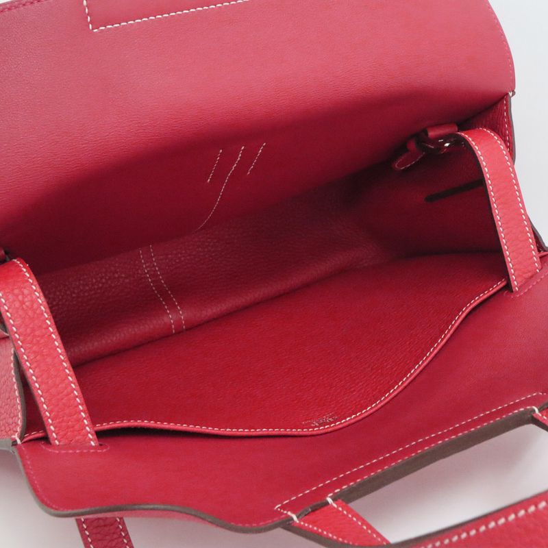 Hermes Halzan 31 Taurillon Clemence Rouge Tomato Vermillion Silver — view 7