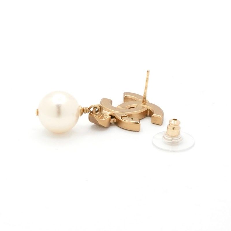 Chanel Earrings Gold Coco Mark Rhinestone — view 4