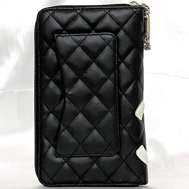 Chanel Round Zipper Long Wallet Black White — view 3