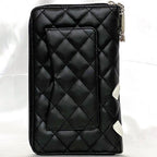 Chanel Round Zipper Long Wallet Black White — view 3