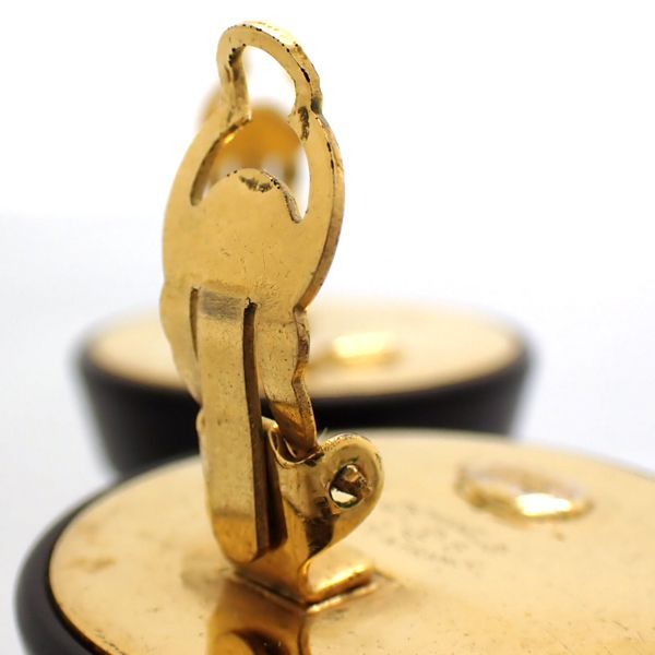 Chanel Earrings 2 8 Coco Mark Black Gold GP Round Large Vintage — view 9