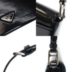 Prada Brushed Leather Shoulder Bag Black — view 9