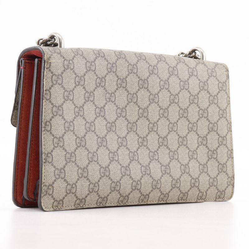 Gucci Duonisos Chain Shoulder GG Supreme Canvas And Suede Brown — view 3