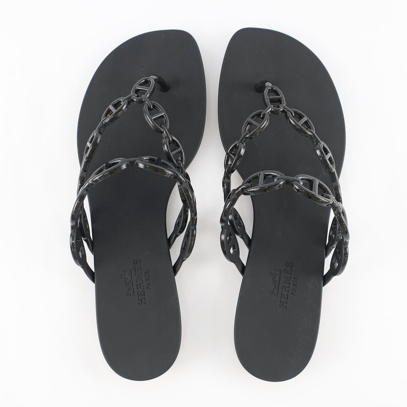 Hermes Island Sandals Chaine D'ancre Black Rubber Size 36 — view 5