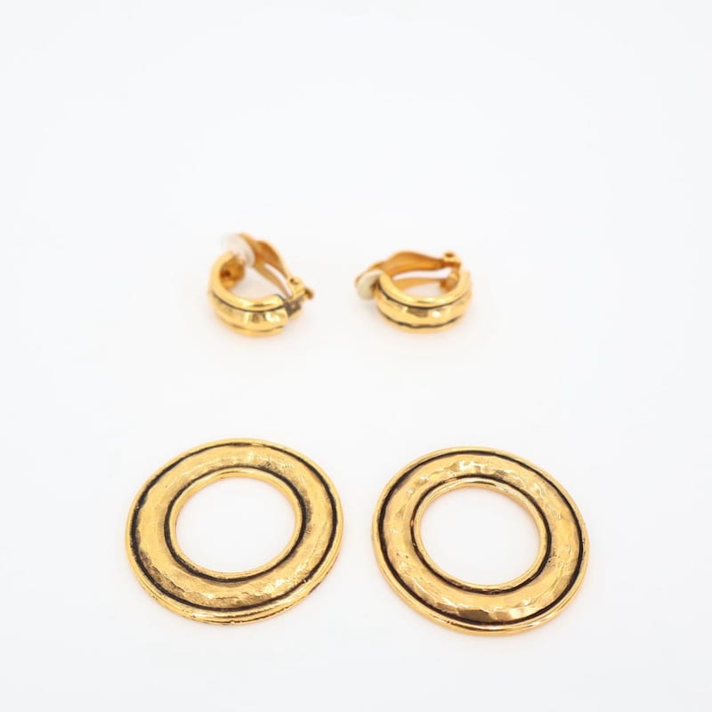 Chanel Quilted Hoop Earrings Gold Accessories — view 5
