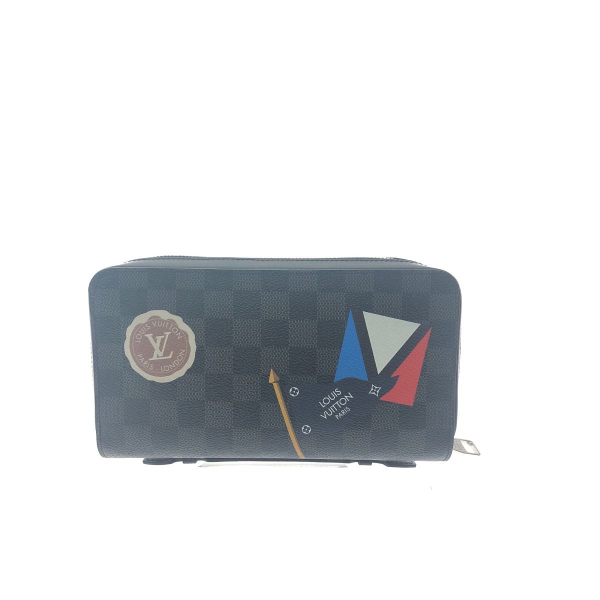 Louis Vuitton Long Wallet Round Zipper Travel Case Damier Graphite League — view 2