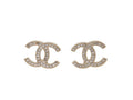 Chanel CC Logo Earrings 09 Rhinestone Metal Silver Clear