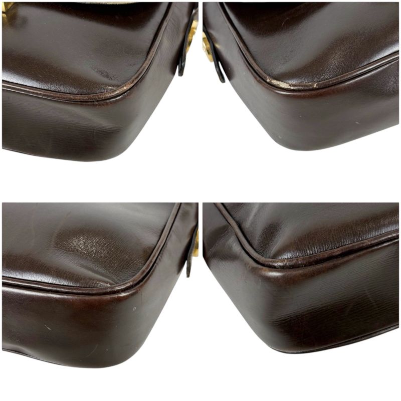 Celine Mini Shoulder Bag Dark Brown Leather Horse Carriage Hardware — view 6
