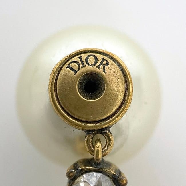 Dior Ja Earrings Gold GP Faux Pearl Rhinestone — view 7