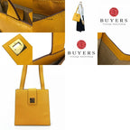 Celine Shoulder Bag Leather Yellow Gold Hardware Shape Push Turnlock — view 9