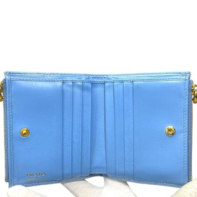 Prada 1 Ml024 Wallet Fold Compact Logo Leather Light Blue — view 5