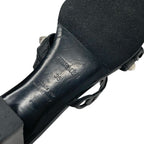 Hermes Aggaccio Sandals Shoes Leather Black Silver Chaine D'ancre Studded Mules — view 8