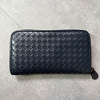 Bottega Veneta Round Zipper Long Wallet Intrecciato Calf Leather Navy — view 5