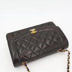 Chanel Quilted Diana Chain Shoulder Bag Black Lambskin — view 5