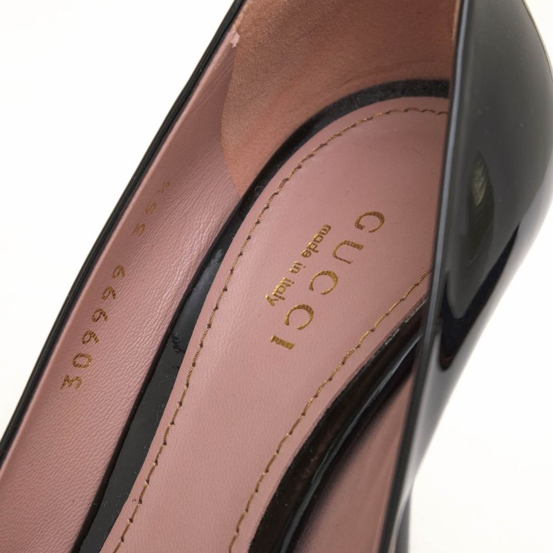 Gucci Pumps Shoes Women Enamel Patent Leather Black Plain Toe — view 8