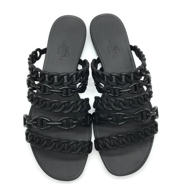 Hermes Rivage Chaine D'ancre Rubber Sandals Black 35 — view 3