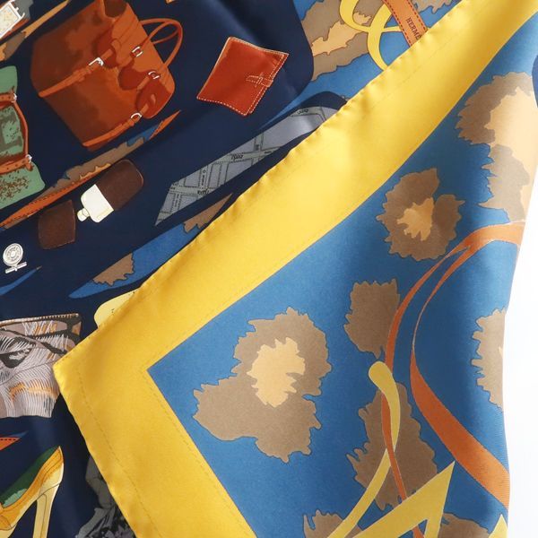 Hermes Carre 90 Monsieur ET Madame & Yellow Blue Silk Scarf Box — view 8