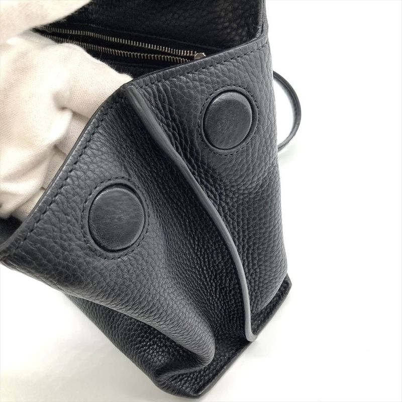 Gucci Daily Bamboo Handbag Leather Black Silver Hardware — view 8