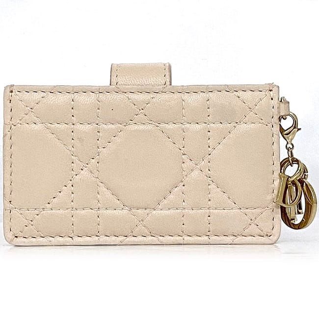 Christian Dior Card Case Beige Lady Cannage — view 3
