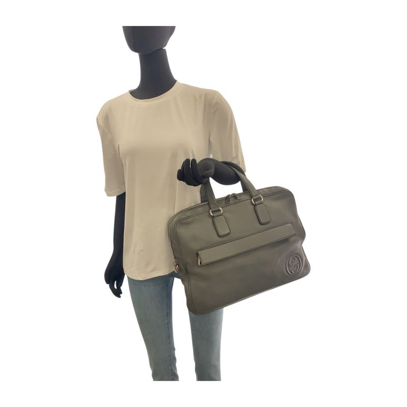 Gucci Soho Grey Silver Hardware Leather Business Bag Shoulder — view 7