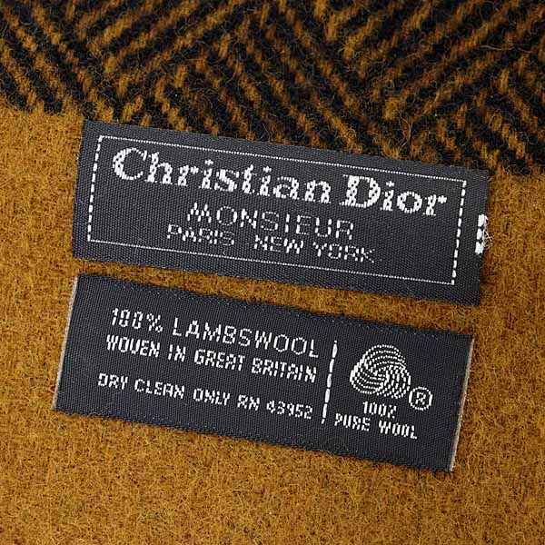 Christian Dior Monsieur Lamb's Wool Scarf Black Brown — view 4