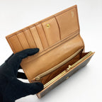 Celine Macadam Pattern Bifold Wallet Pouch Brown Leather Long — view 3