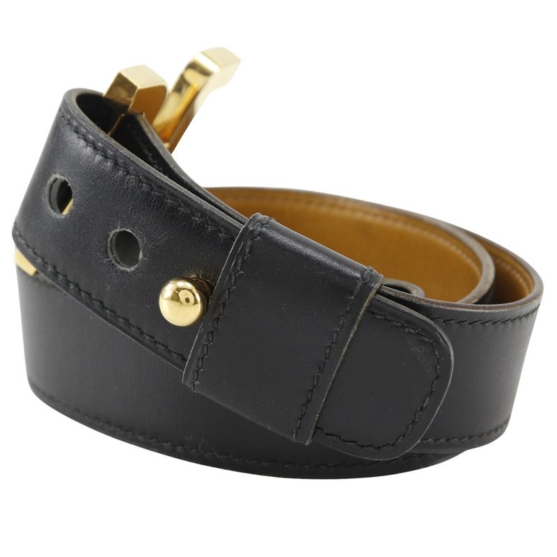 Hermes H Belt Vintage Calf and Gold Plated Black 00 g — view 3