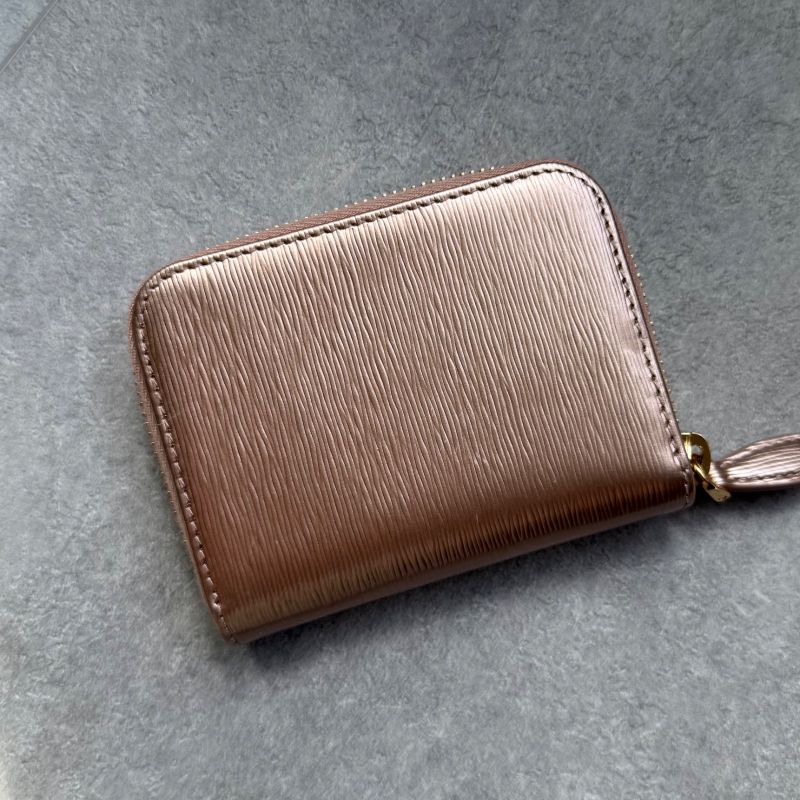 Prada Round Zipper Coin Case Card Viteromove Saffiano Pink Gold Box — view 7
