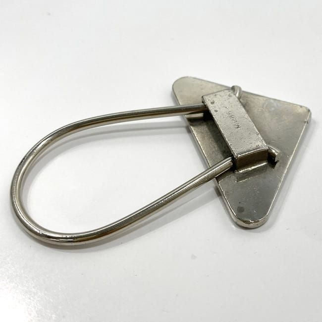 Prada Key Ring Silver Gold Logo Metal M285 — view 3