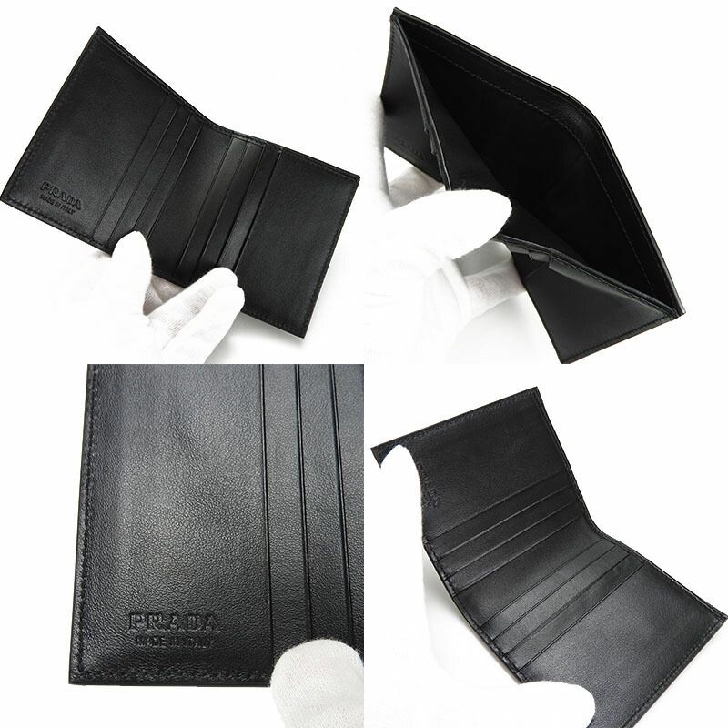 Prada Card Case 2 Mo004 Leather Black Nero Simple Logo Men — view 7