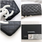 Chanel Round Zipper Long Wallet Black White — view 2