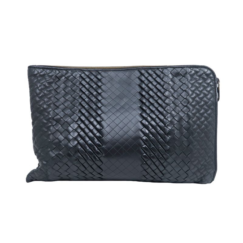 Bottega Veneta Clutch Bag Black Intrecciato Leather — view 3