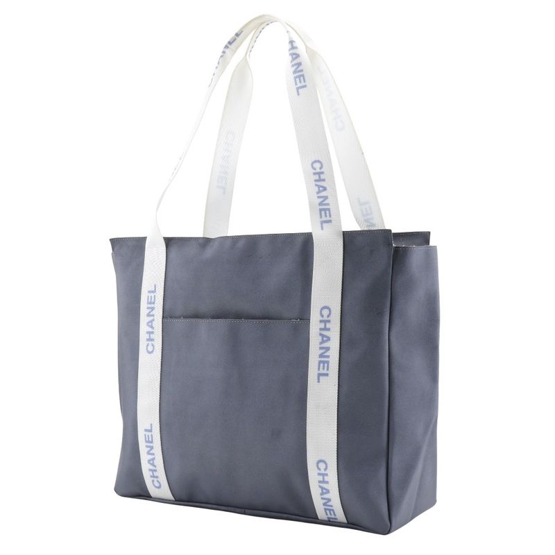 Chanel Logo Sport Line Nylon Gray Tote Bag — view 2