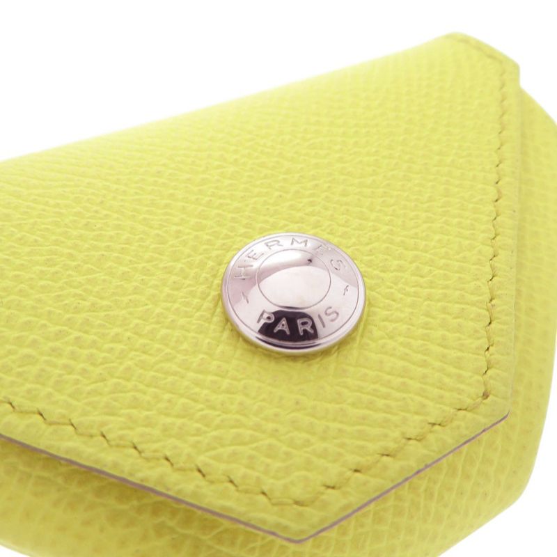 Hermes Le Van Cattle Coin Case Epson Lime Stamped Q Purse 0448 — view 6
