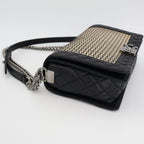 Chanel Boy Quilted Chain Shoulder Bag Leather Lambskin Light Beige — view 2