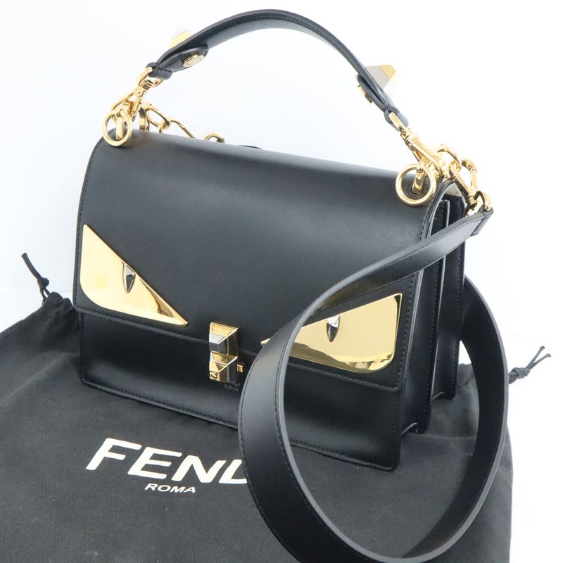 Fendi Monster Canai 2-Way Shoulder 8 Bt283 Black Leather — view 6