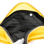 Prada Triangle Logo Plate Yellow Leather Saffiano — view 4