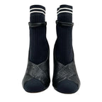 Fendi Rococo Boots Short Shoes Fabric Leather Black White Logo Sock — view 2