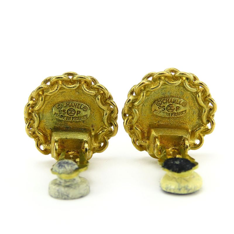 Chanel Earrings Coco Mark Metal Gold Accessories 95 P Plated — view 4