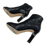 Chanel Boots Short Shoes Leather Patent Black Silver Coco Mark Chain — view 6