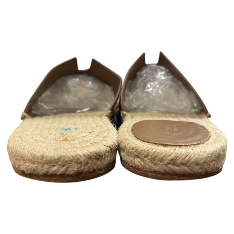 Hermes Espadrille Antigua Flat Leather Sandals 42 Brown — view 7