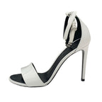 Louis Vuitton Sandals Shoes Leather White Silver Logo Strap — view 3