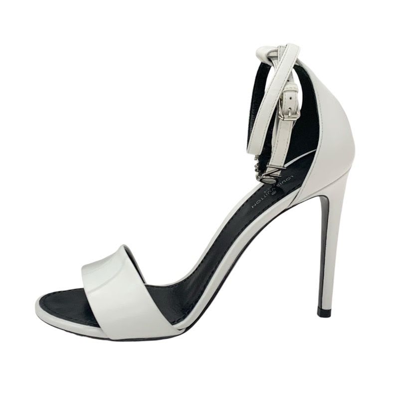 Louis Vuitton Sandals Shoes Leather White Silver Logo Strap — view 3
