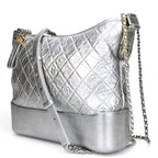 Chanel Shoulder Bag Gabrielle Chain Large Hobo Leather Silver Metallic — view 2